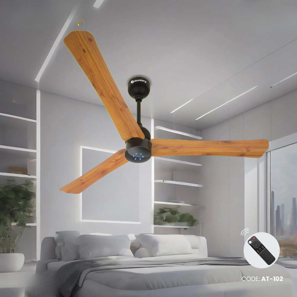 Atomberg Renesa+ 56" 35 Watt BLDC motor Energy Saving Anti-Dust Speed Indicator Light Ceiling Fan with Remote Control (Golden OakWood) Pack AT-102