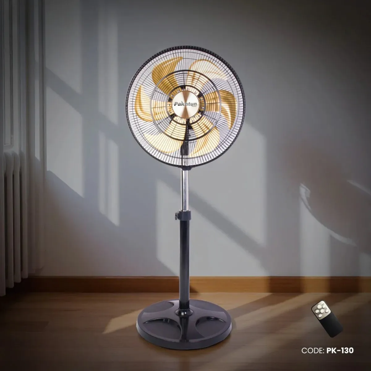 Pakhtun Zefiro-450B 18-Inch-High Speed Remote Control Stand Fan (Golden) | PK-130