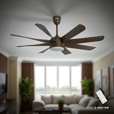 Qulik Helix UL 60"- Modern Decorative Silent ABS Blade Under light with Remote Ceiling Fan (DarK Wood) Q-6522-DW_img_1