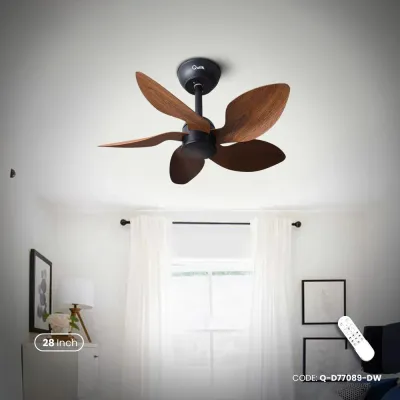Qulik Flora 28"- Modern Decorative Silent ABS Blade with Remote Ceiling Fan (Dark Wood) Q-D77089-DW_img_0