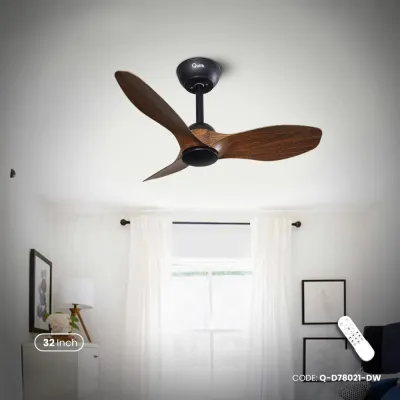 Qulik Spinner Pro 32" - Modern Decorative Silent ABS Blade with Remote Ceiling Fan (Dark Wood) Q-D78021-DW_img_0