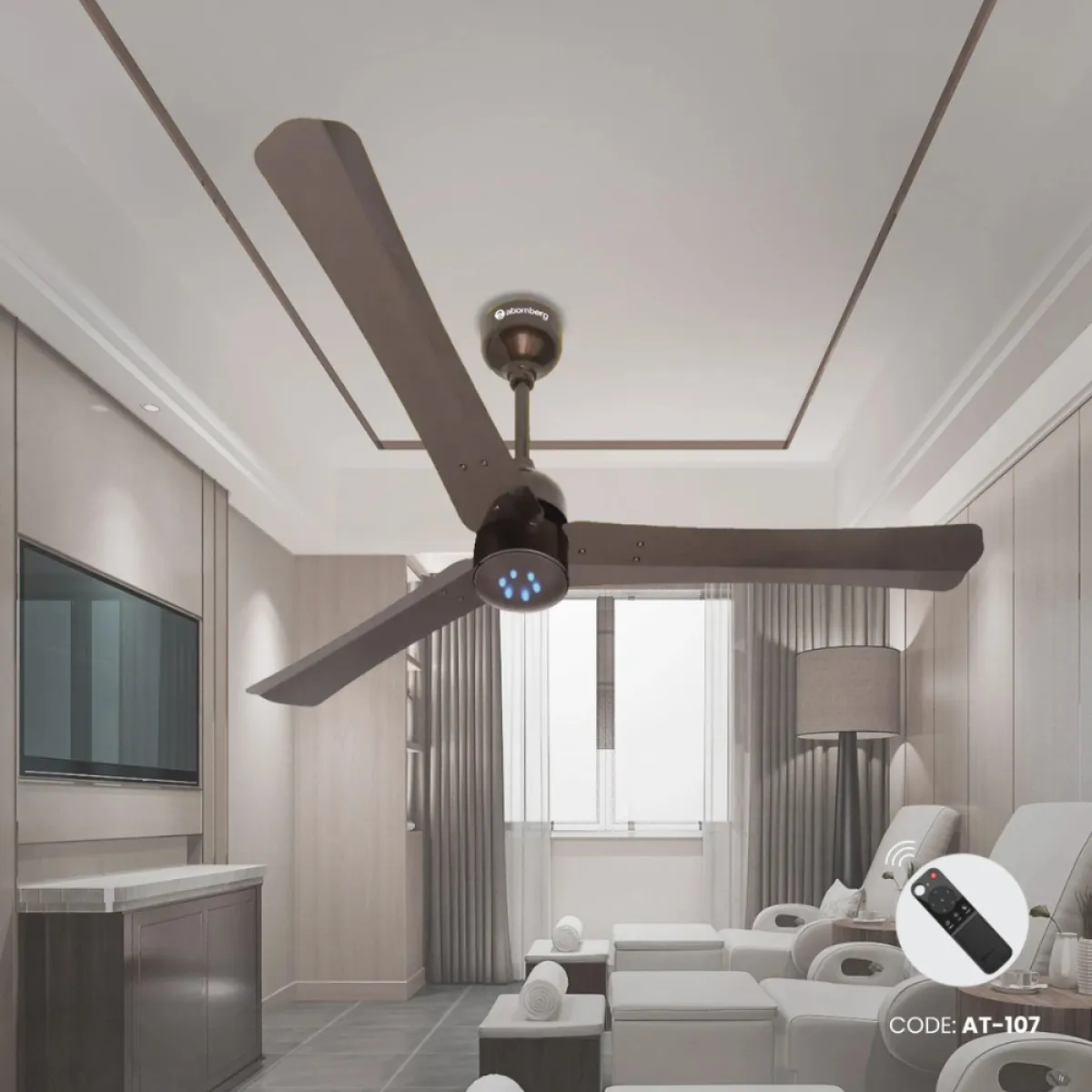 Atomberg Renesa + 56" 35Watt BLDC motor Energy Saving Anti-Dust Speed Indicator Light Ceiling Fan with Remote Control ( Earth Brown ) AT-107