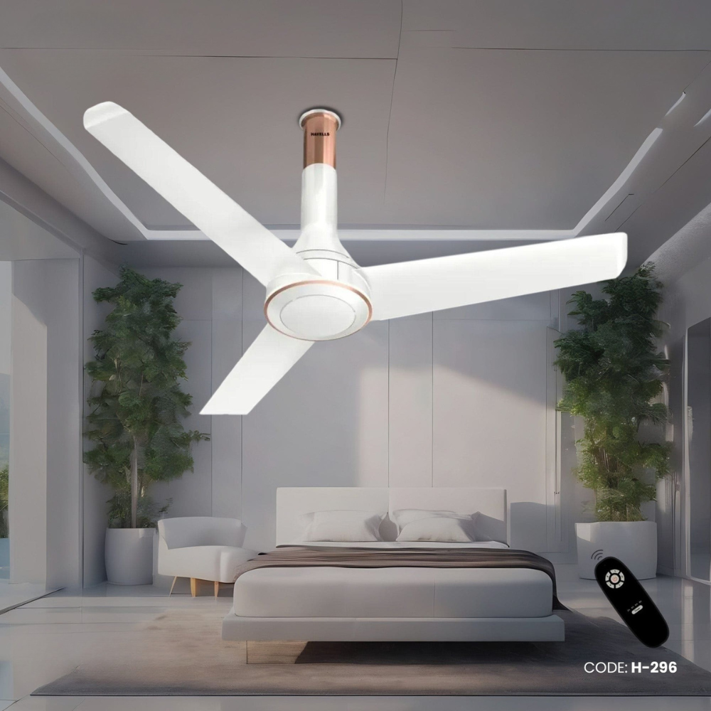 Havells Crista BLDC - 1200mm Dust Resistant coating Remote control Ceiling Fan (Pearl White) H-296