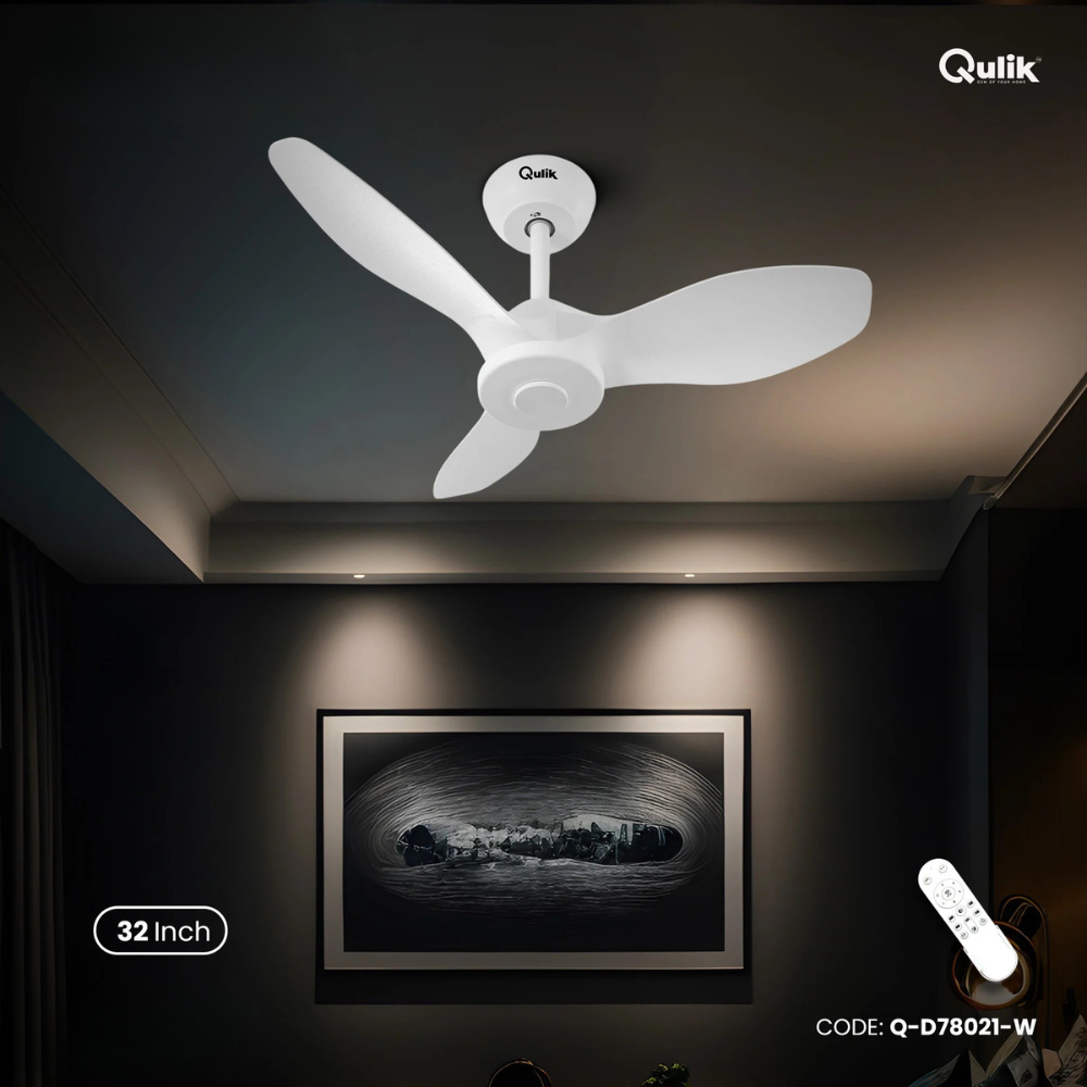 Qulik Spinner Pro 32" - Modern Decorative Silent ABS Blade with Remote Ceiling Fan (Pearl White) Q-D78021-PW_img_0