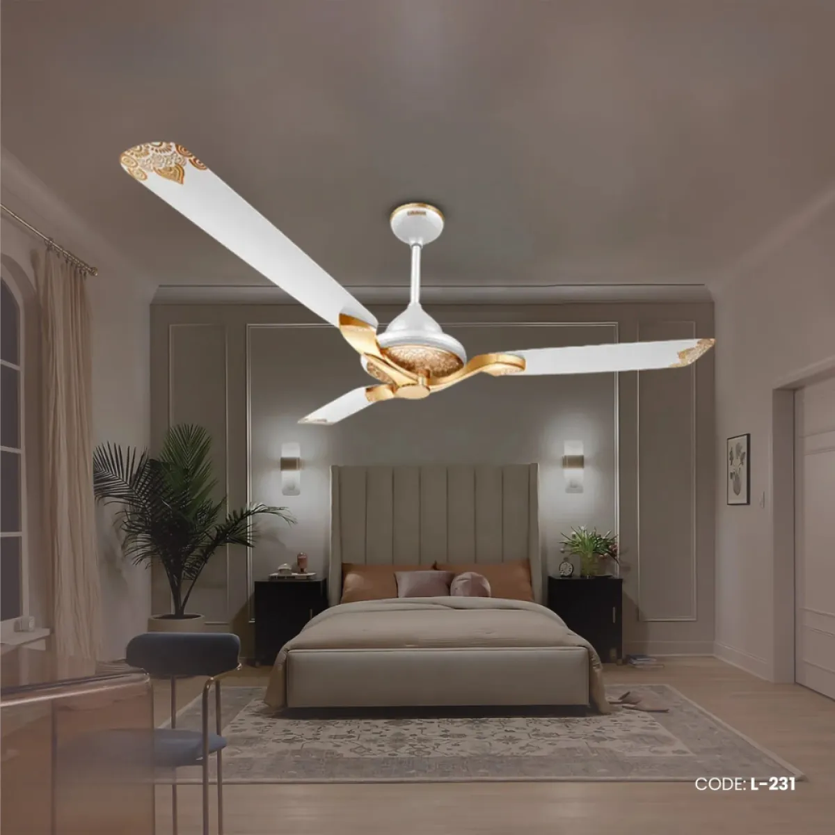 Luminous Jaipur Mahal 52 Inch 3 Blade Decorative Energy Saving Ceiling Fan (Agaria White) L-231