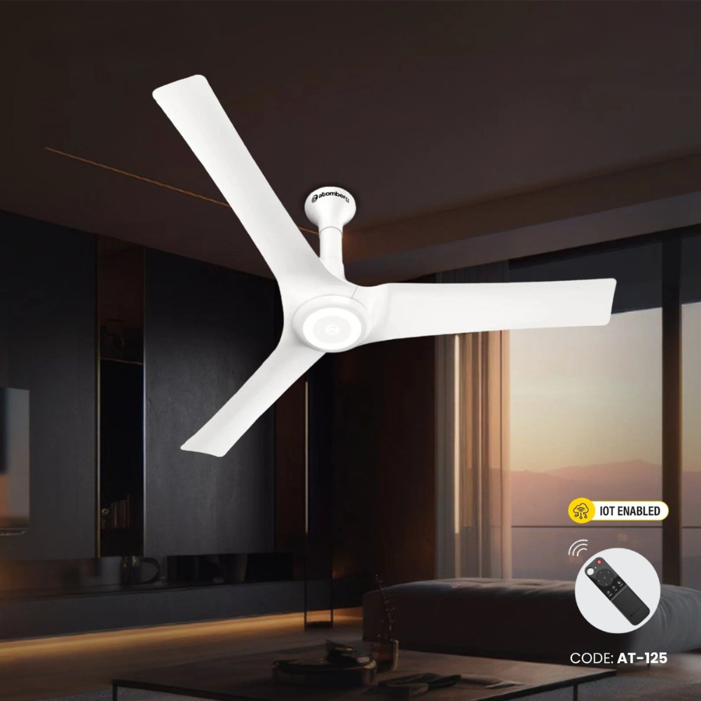 Atomberg Aris Starlight 48" Silent Energy Efficient BLDC Motor With Smart IoT and IR Remote Ceiling Fan (Marble White) AT-125