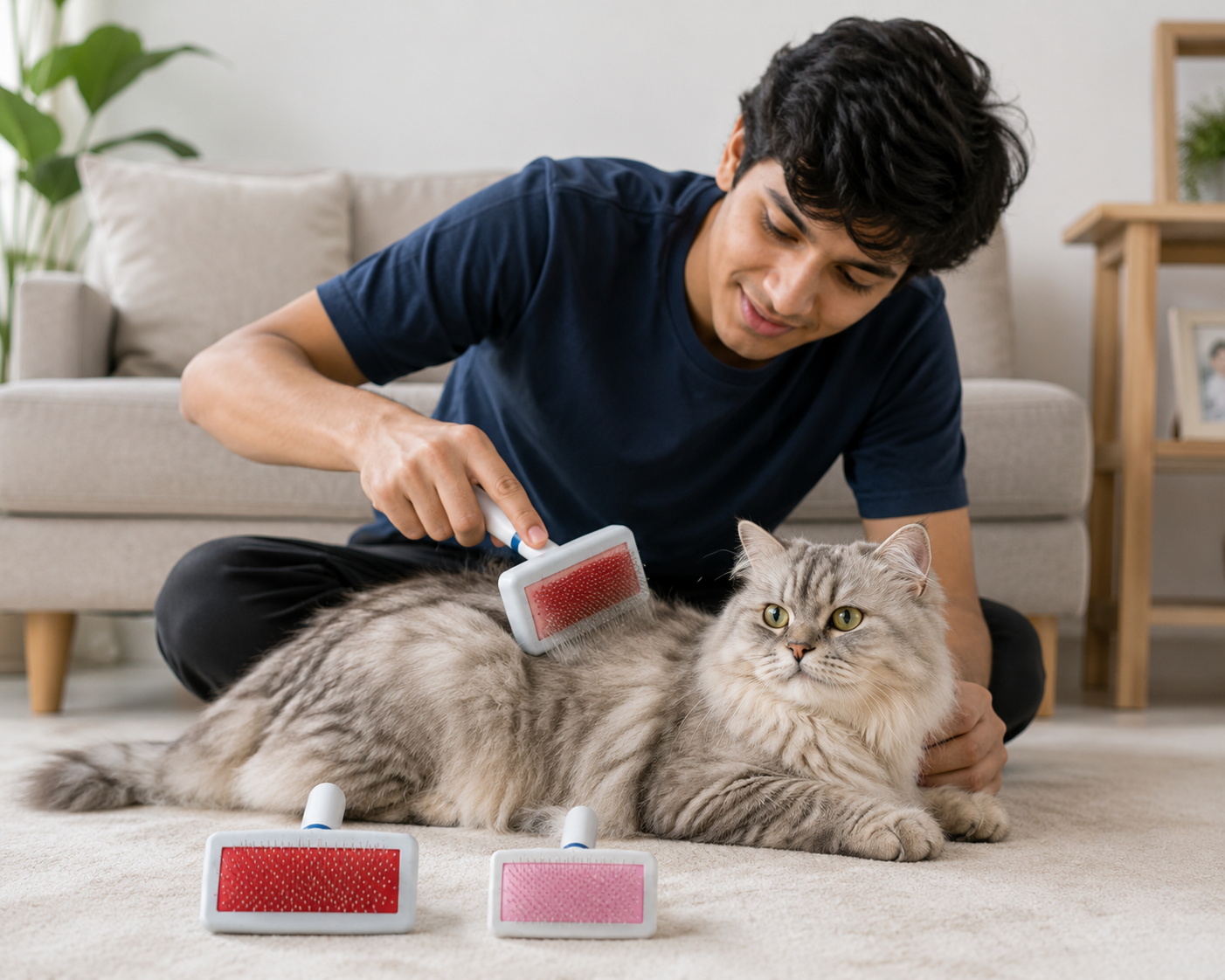 Premium Cat Grooming Brush – Self Cleaning Pet Hair Remover Comb for Cats & Dogs | Grooming Brush Bangladesh