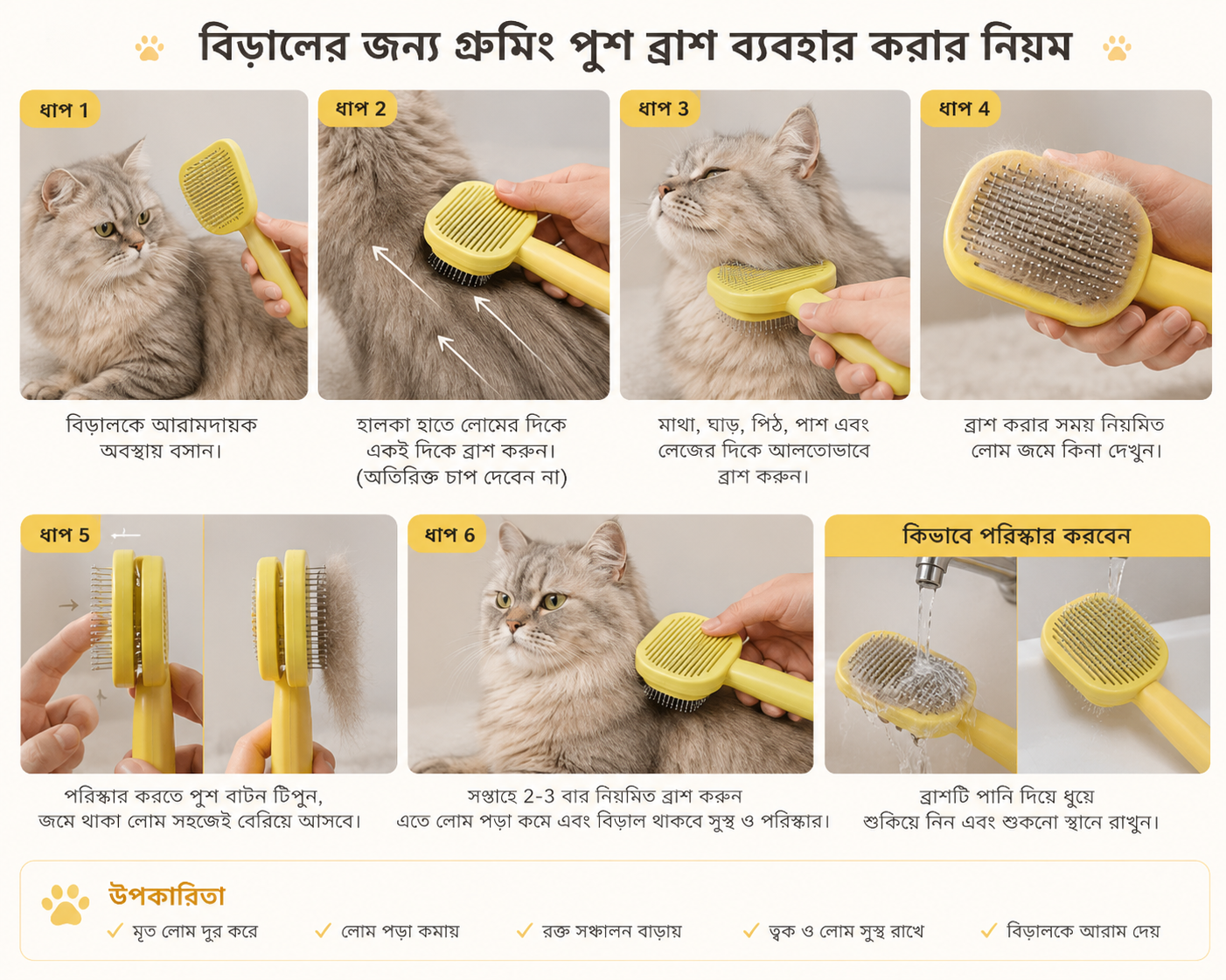গ্রোমিং পুশ ব্রাশ