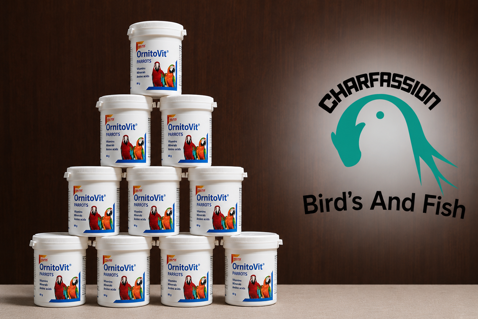 DOLFOS OrnitoVit Parrots 60g – Premium All in One Supplement for Macaw, African Grey, Amazon & Cockatoo,
