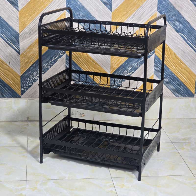 3 Layer Iron Drain Dish Rack