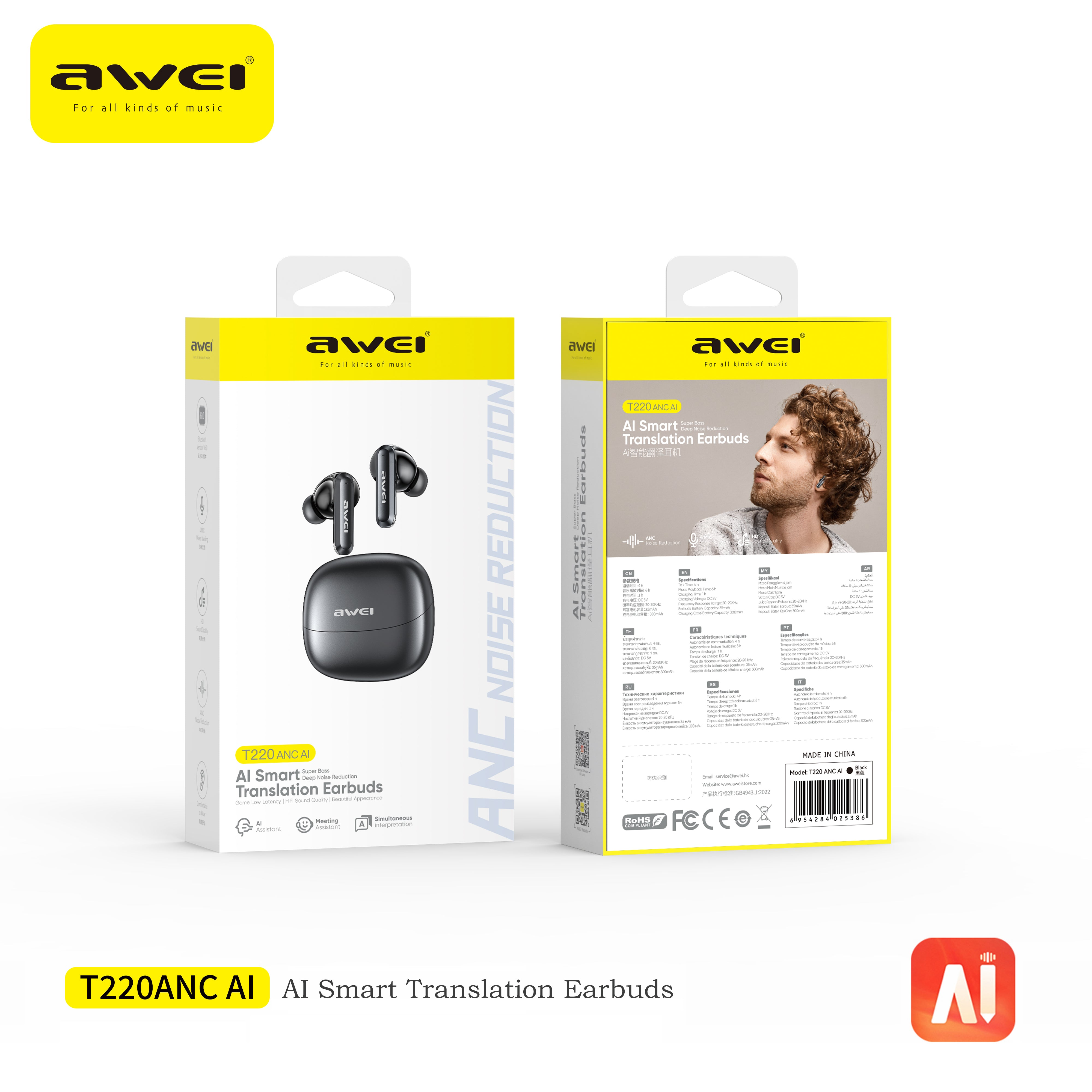 Awei T220 ANC AI Wireless Earbuds – Premium Bluetooth 6.0 Audio thumbnail 3