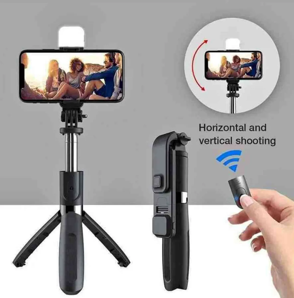 Q07 লেটেস্ট Selfie Stick Tripod Stand with LED Flash light - Image 1