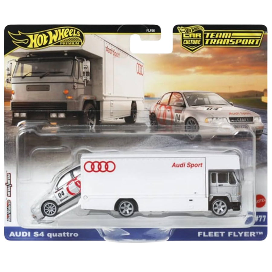 Hot Wheels Premium Team Transport Fleet Flyer and Audi S4 Quattro