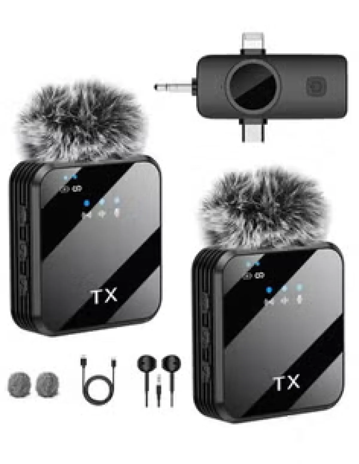 F11-2 3in 1 Wireless Collar Microphone for iPhone/Android/Type C