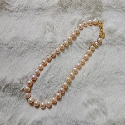 12 MM Peach Pearl One Layer Necklace_img_0