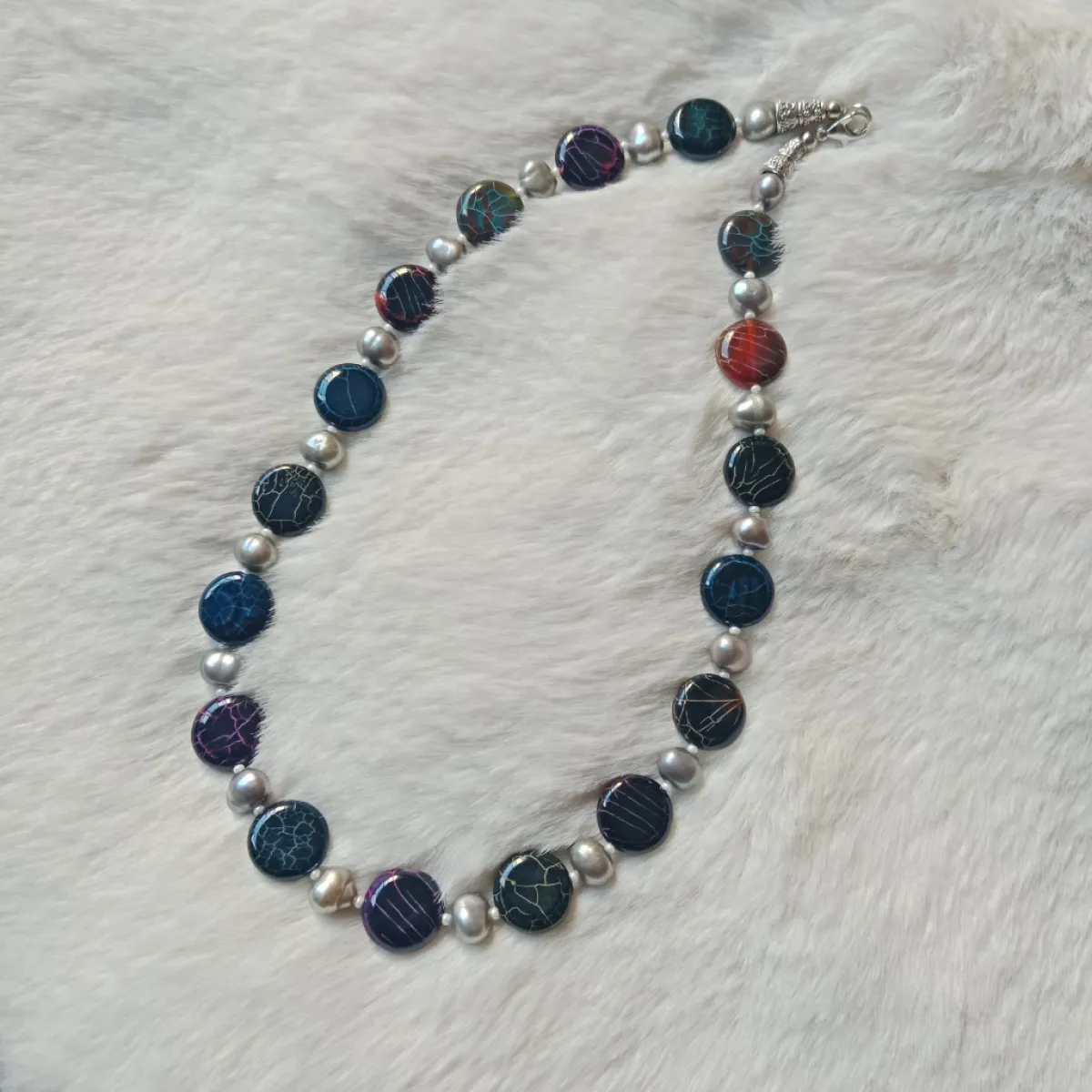 One Layer Pearl & Stone combination necklace