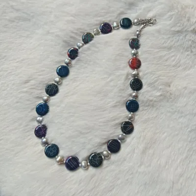 One Layer Pearl & Stone combination necklace_img_0