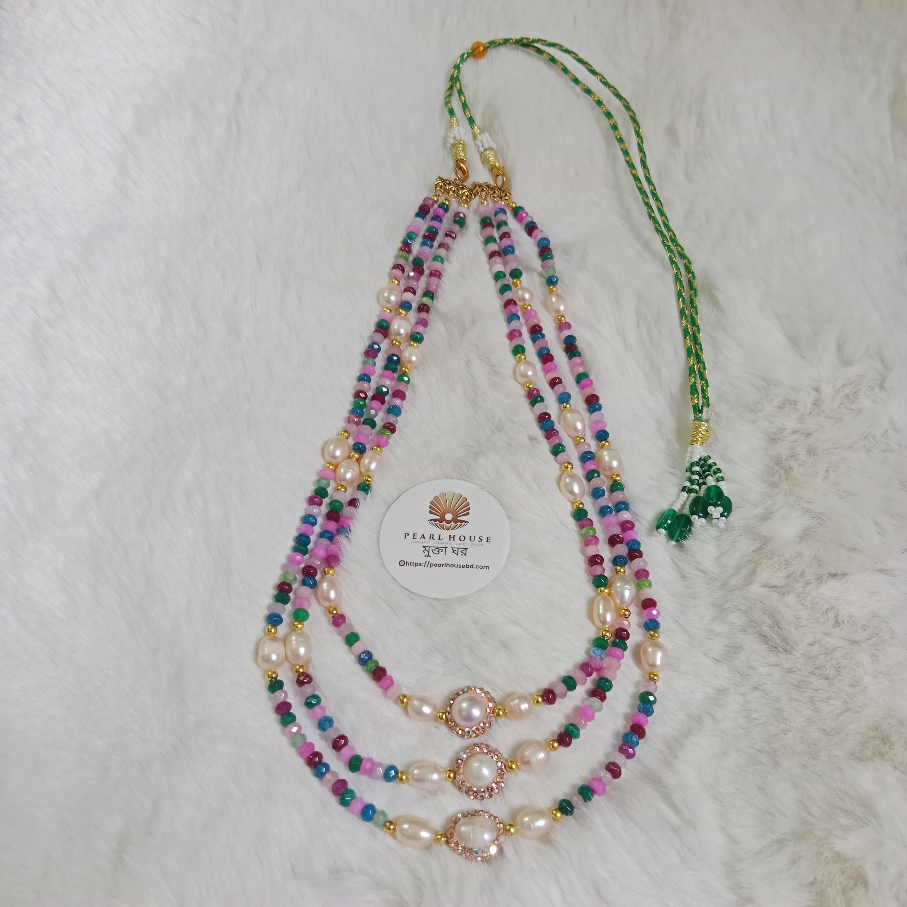 Original Pearl & Original Stone Combination 3 Layer Necklace_img_1