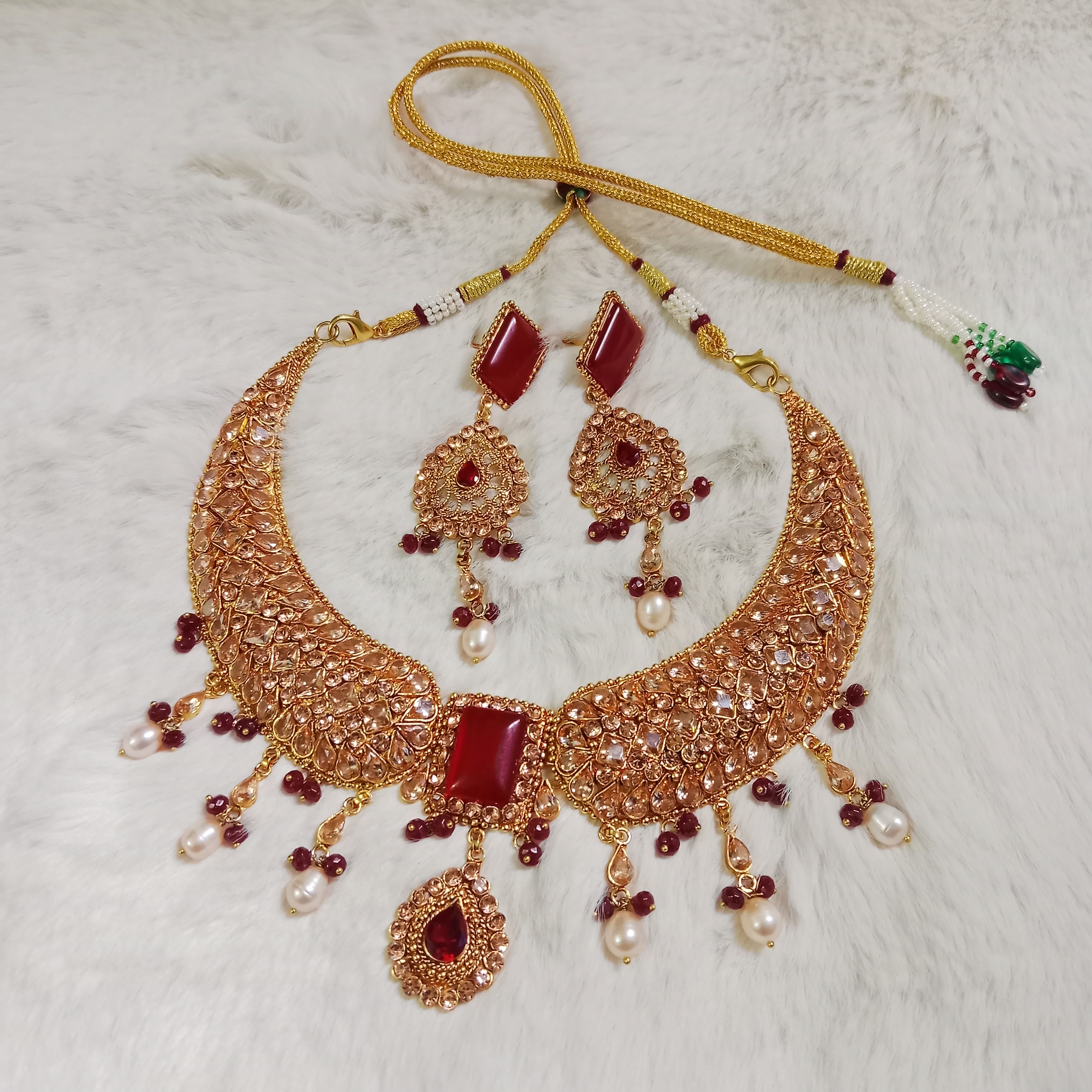 Original Pearl & Stone With High Gold Plating Neckpiece_img_0
