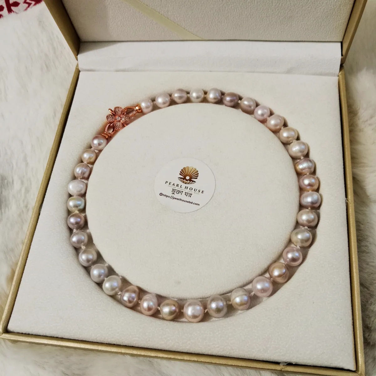 Light Levender 12 MM Pearl Premium Quality Necklace