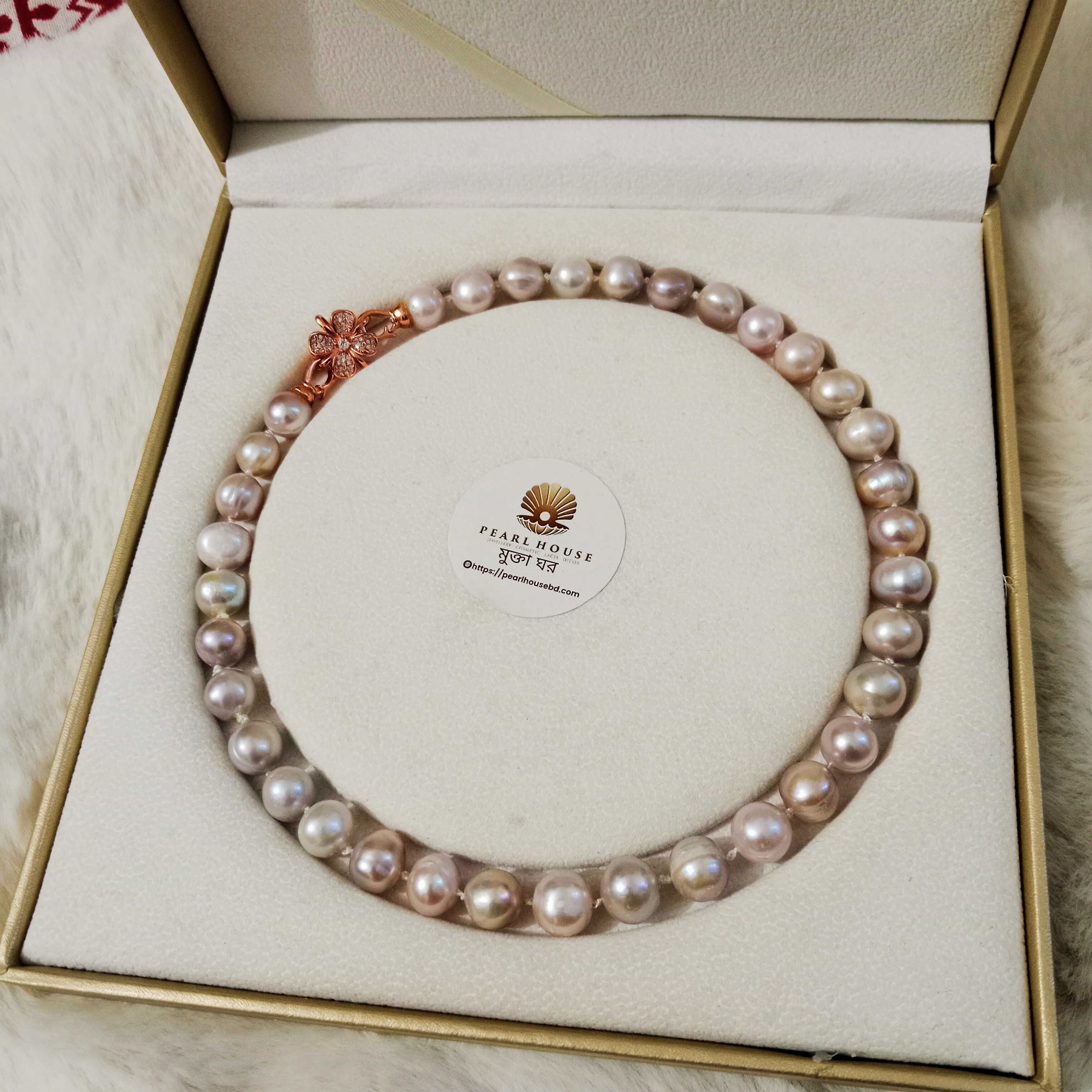 Light Levender 12 MM Pearl Premium Quality Necklace_img_0