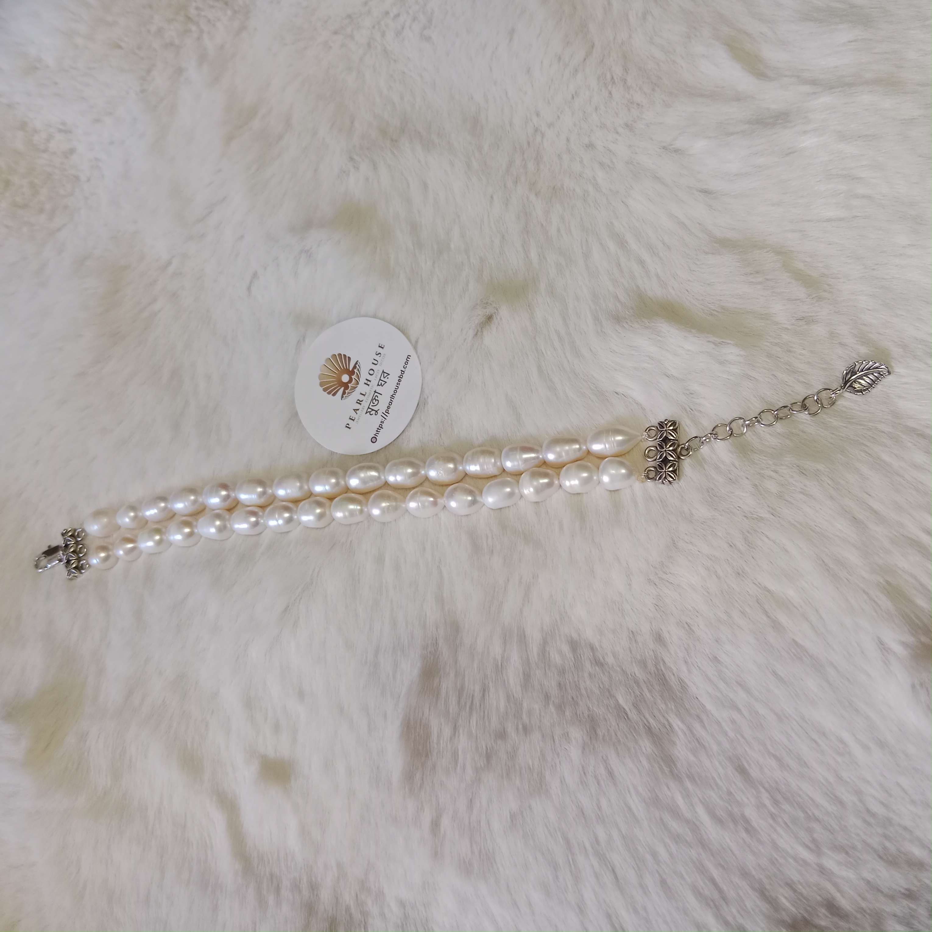 White Rice Pearl 2 Layer Bracelet_img_1