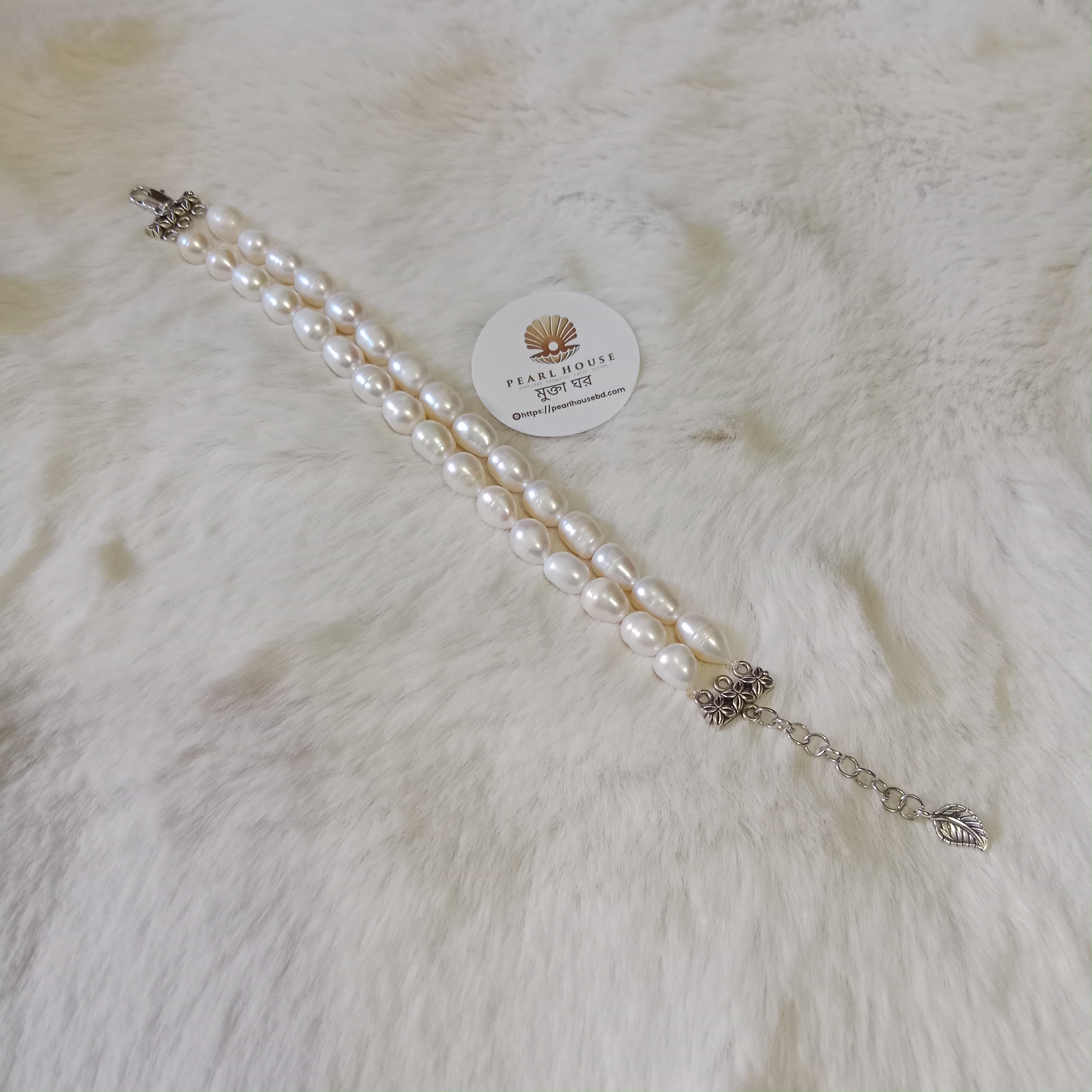 White Rice Pearl 2 Layer Bracelet_img_2
