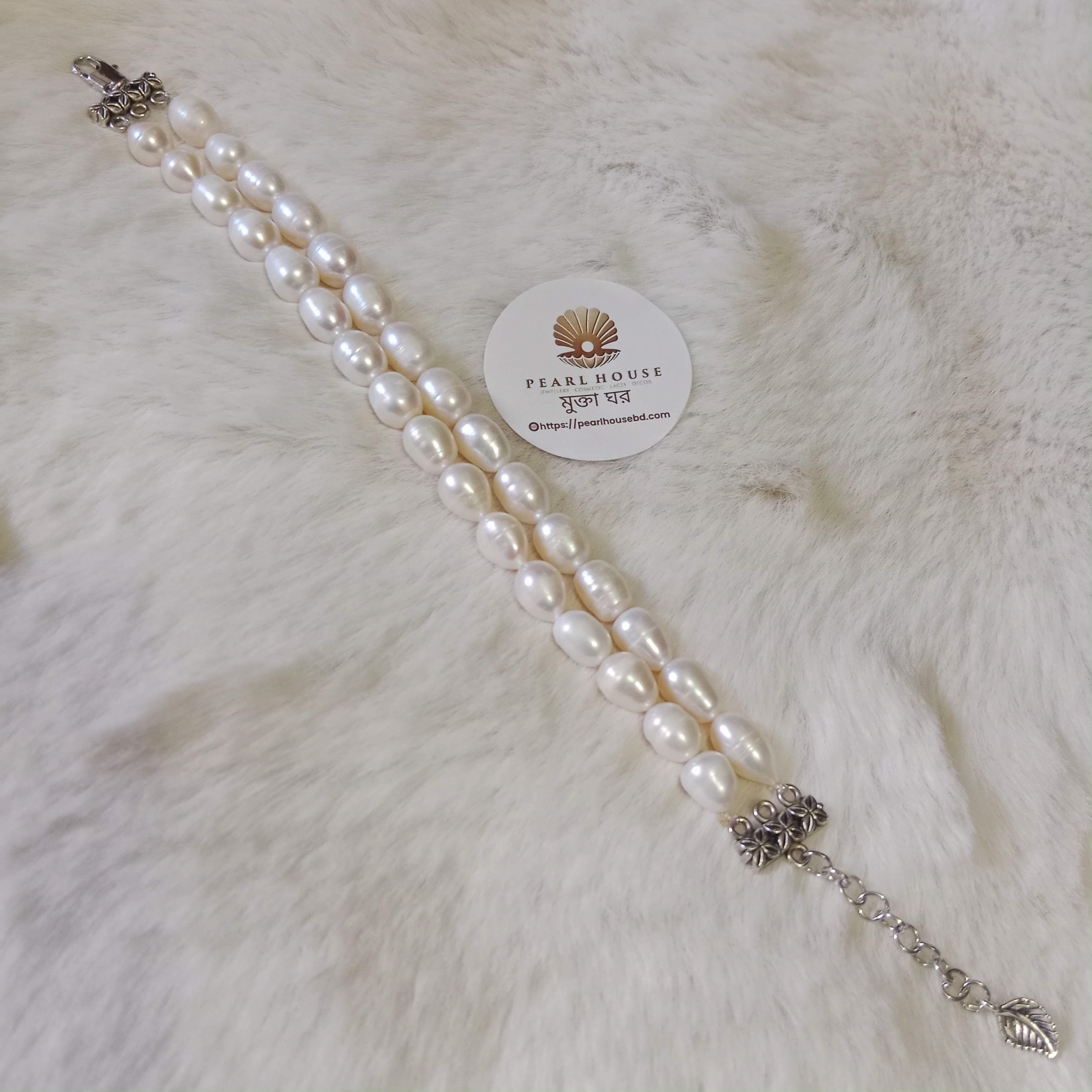 White Rice Pearl 2 Layer Bracelet_img_0