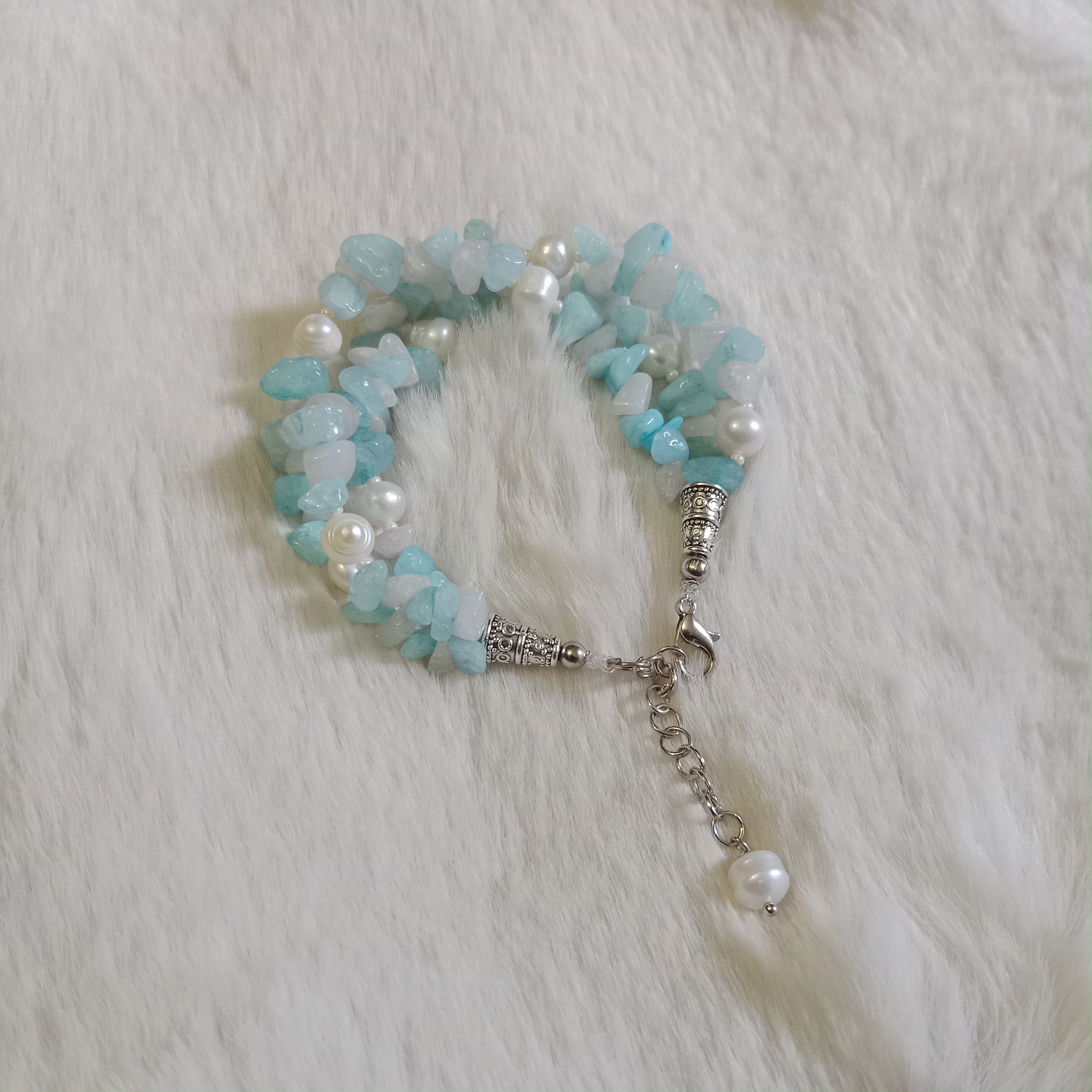 Original Stone and Original Pearl Mixed 3 Layer Bracelet_img_3