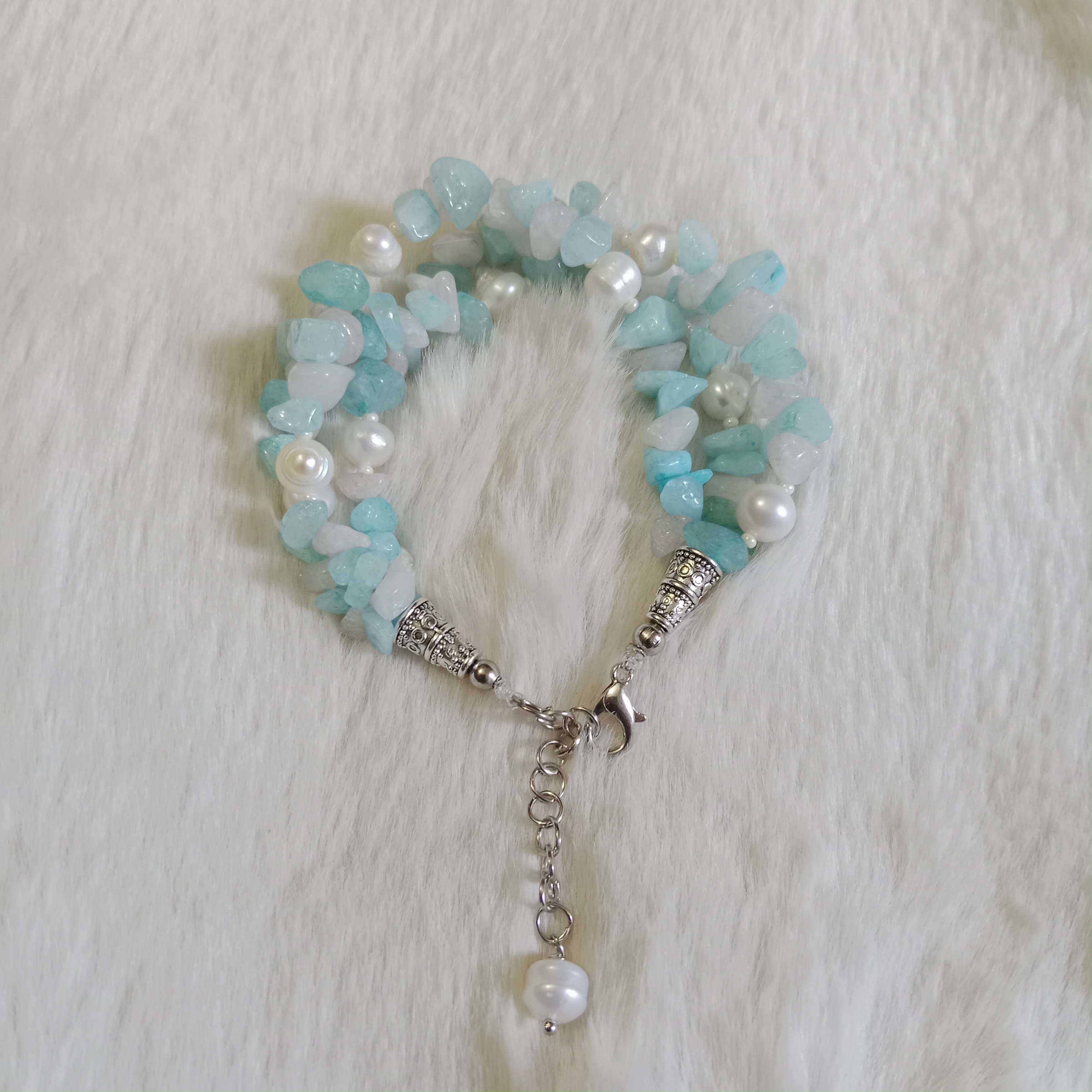 Original Stone and Original Pearl Mixed 3 Layer Bracelet_img_2