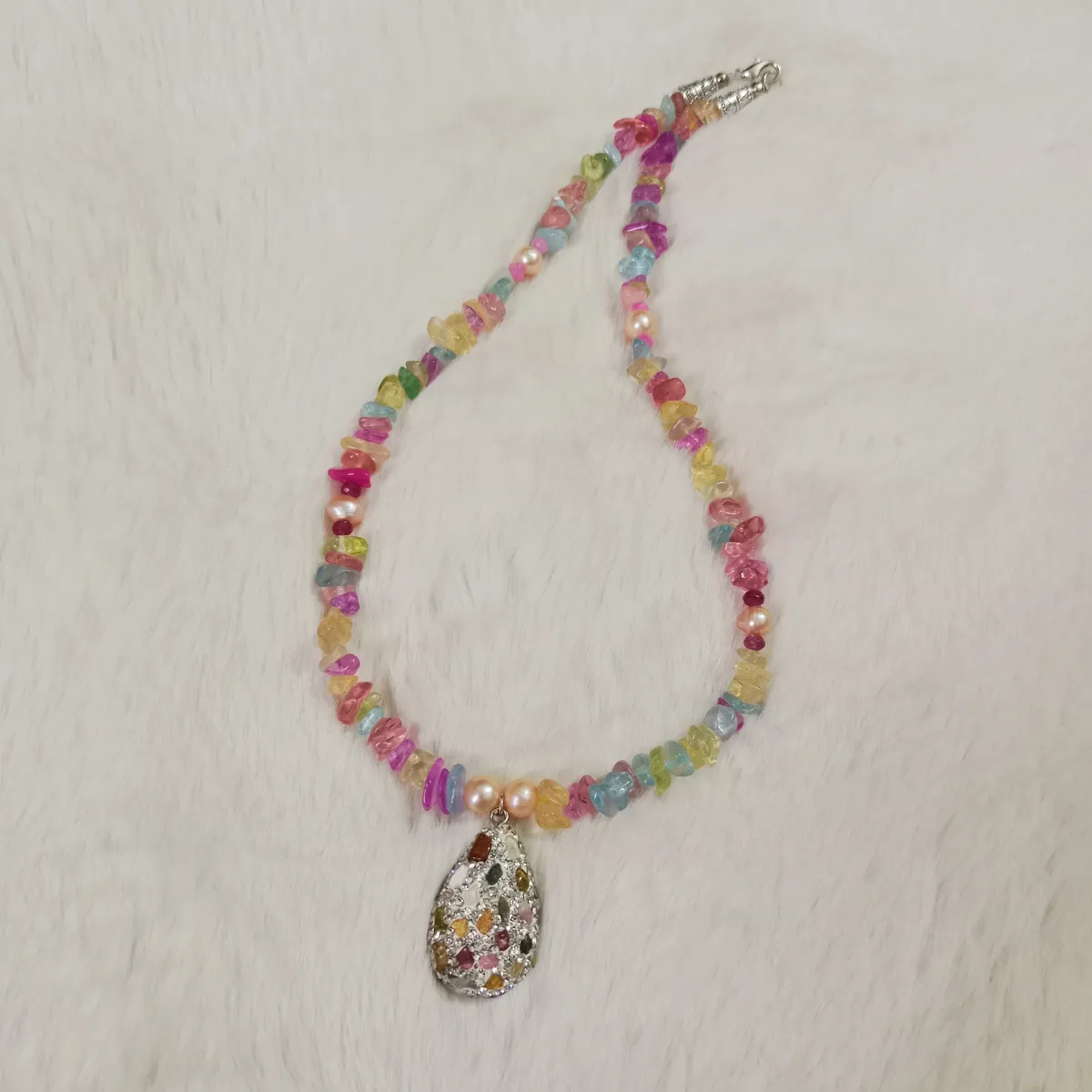 Original Multicolor Stone One Layer Necklace