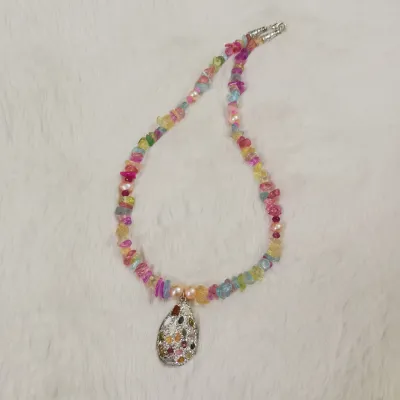 Original Multicolor Stone One Layer Necklace_img_0