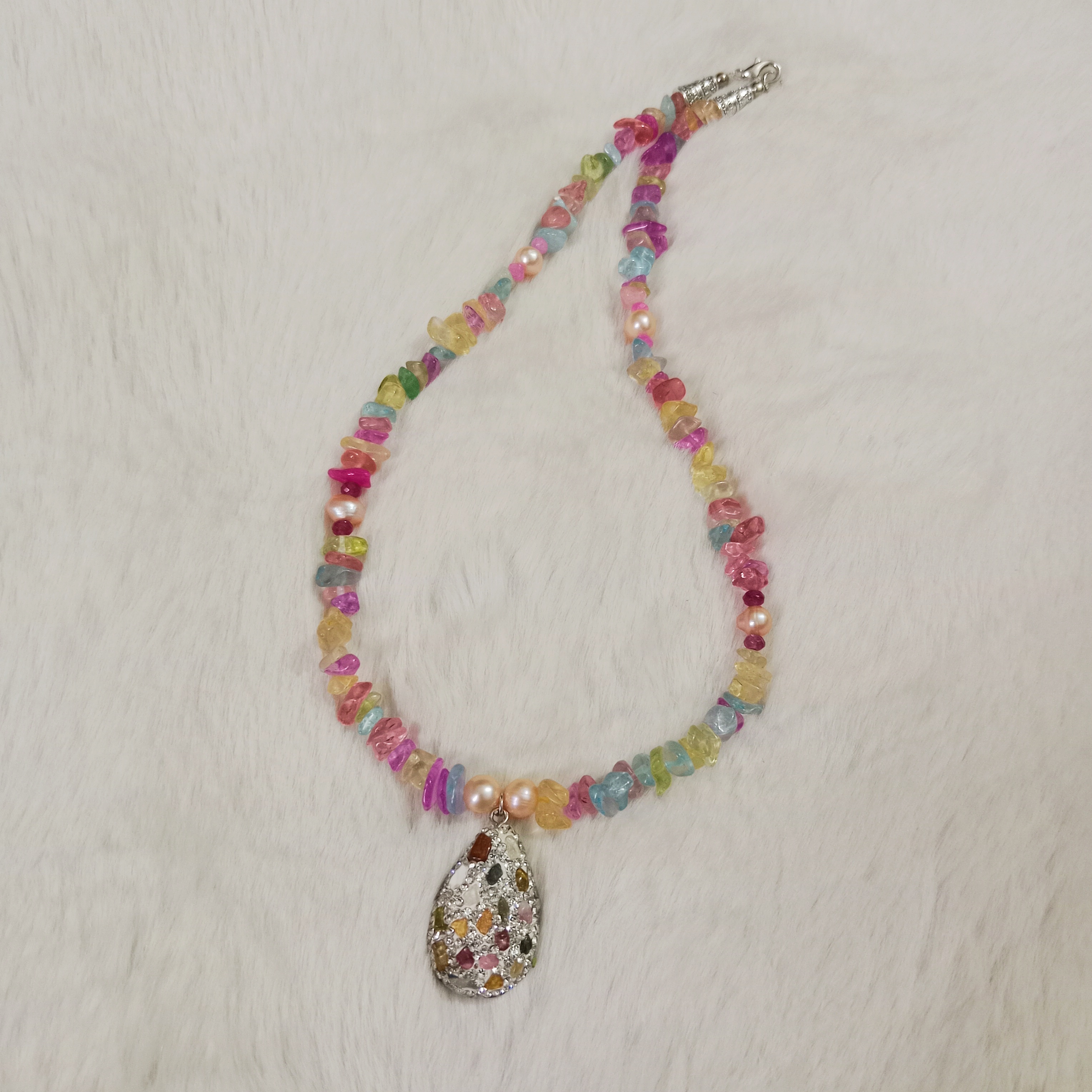 Original Multicolor Stone One Layer Necklace_img_0