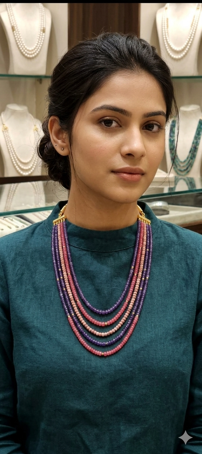 Original Stone Multicolor 5 Layer Necklace for Women_img_1