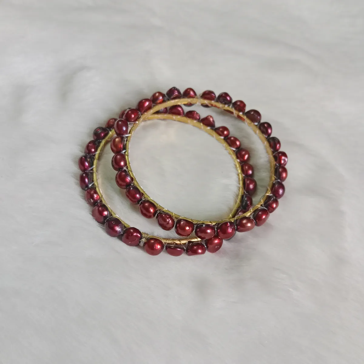 Deep Maroon Colour Pearl Bangle