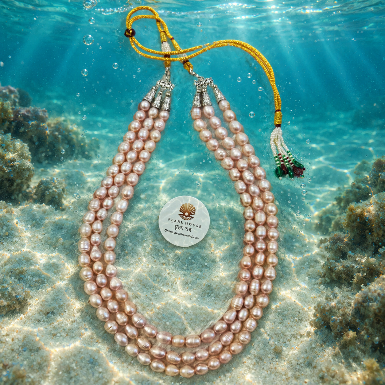Levender Rice Pearl  3 Layer Necklace_img_0