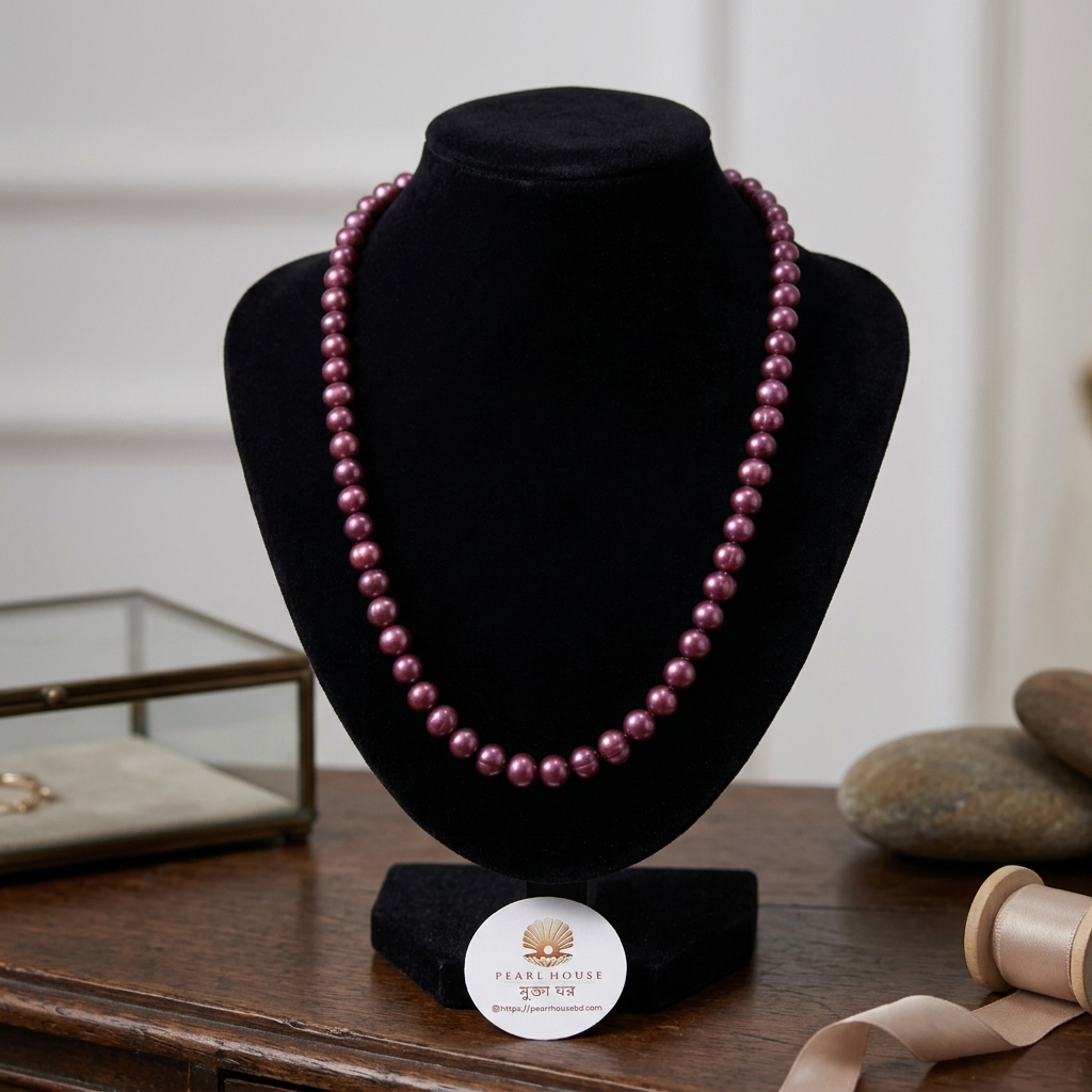 One Layer Meroon Pearl Necklace_img_1