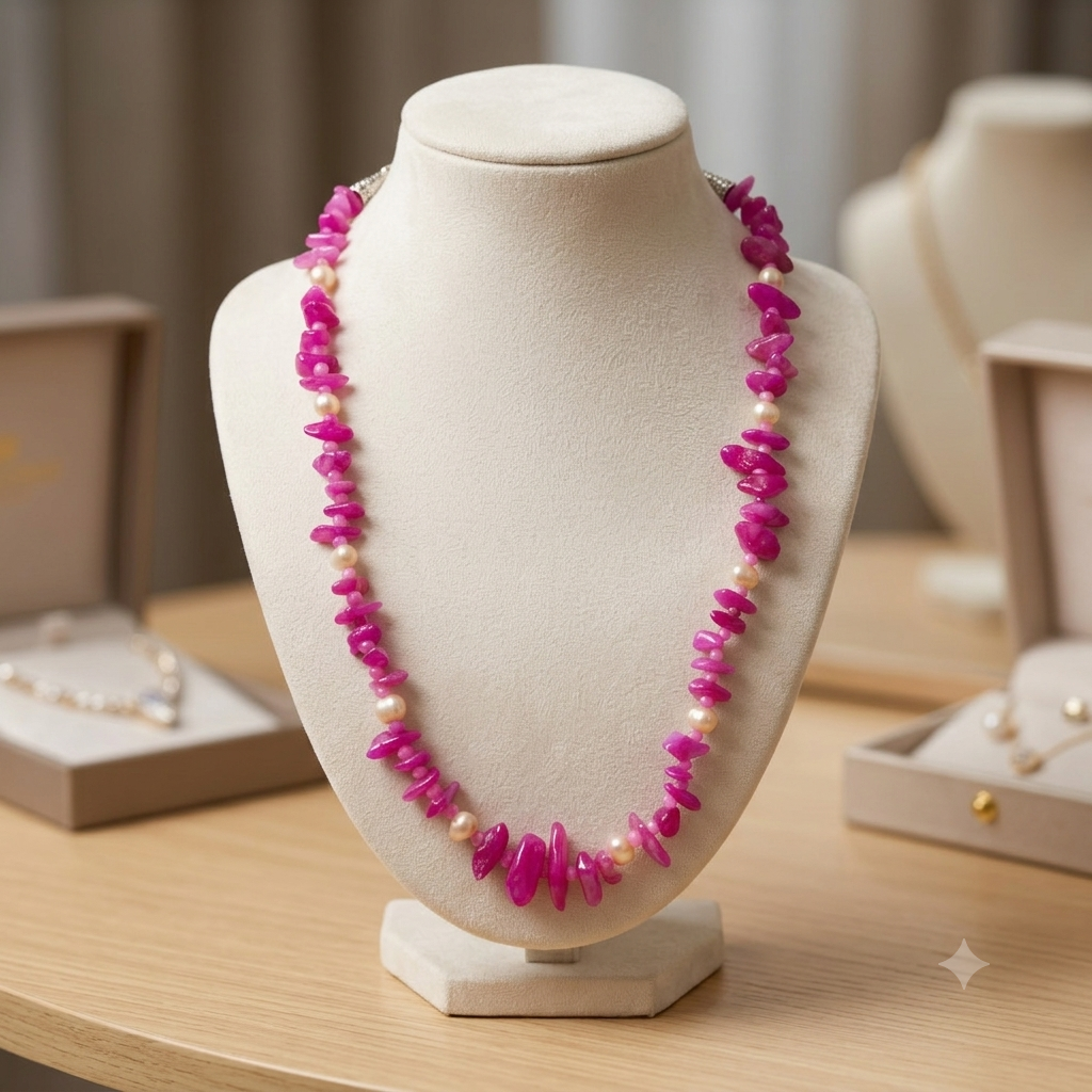 Original Pearl & Pink Stone Combination necklace_img_0