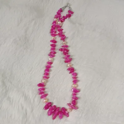 Original Pearl & Pink Stone Combination necklace_img_1