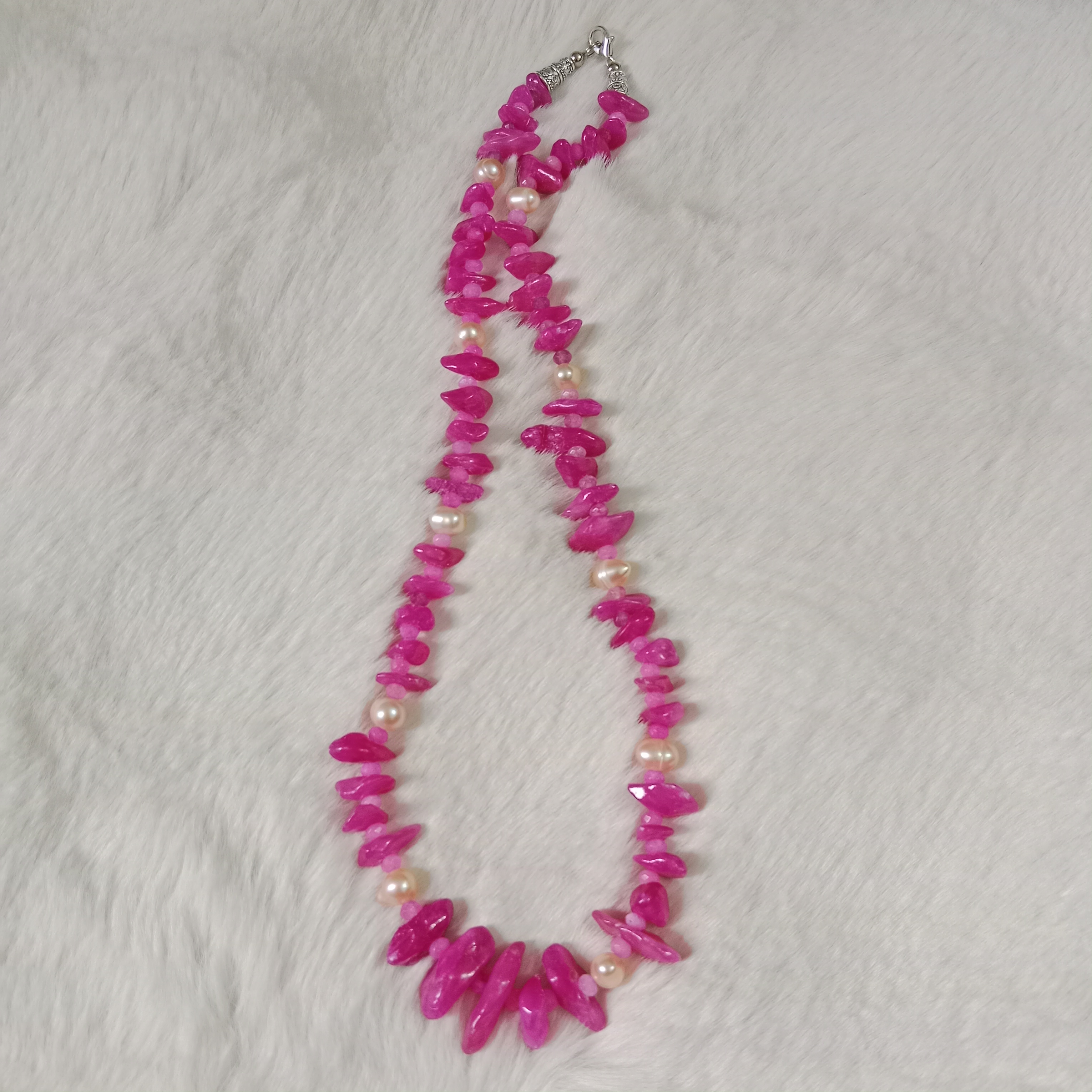 Original Pearl & Pink Stone Combination necklace_img_1