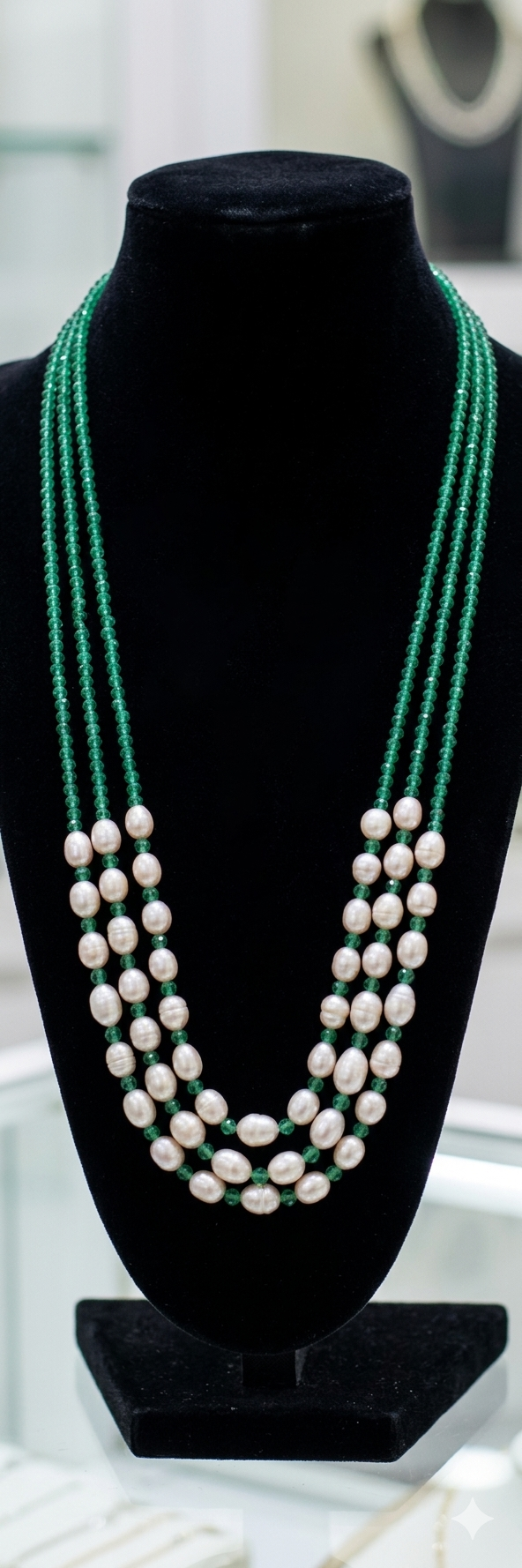 Original Pearl and Original Stone Combination 3 Layer Necklace_img_2