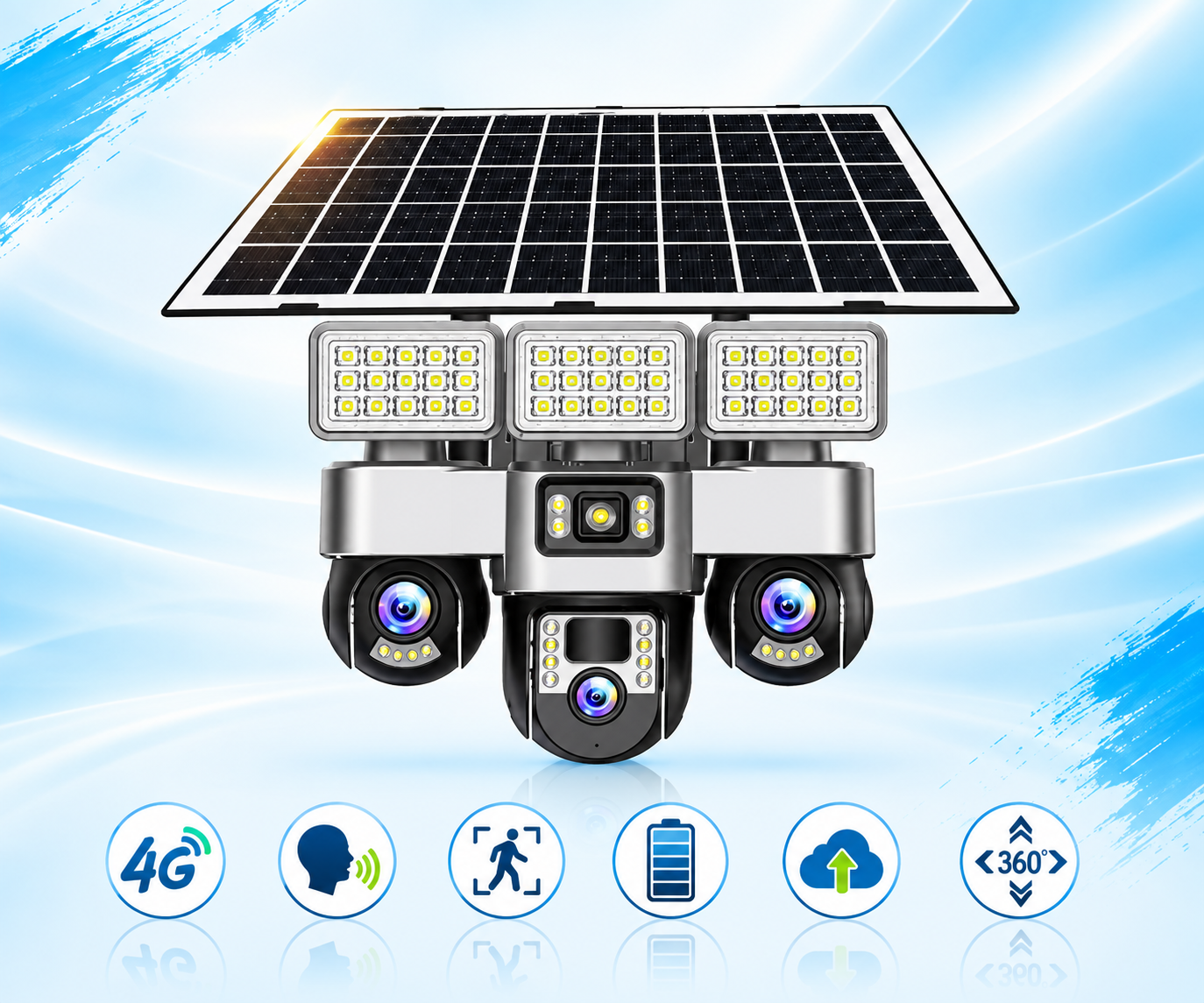 New Vision VTS-31 4G Solar 3-Lans Security Camera | NeW iT PoWeR