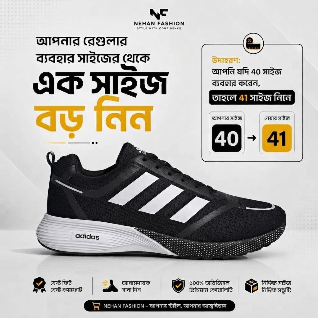 ADIDAS ULTRA WEIGHT SNEAKER (BLACK) সার্টিফিকেট সহ