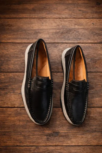 Premium Royal Cobra 100% Cow Leather Black Color Loffer_img_1