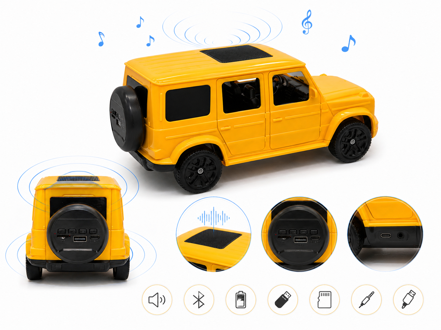 X708 Car Shape Bluetooth Speaker with FM Radio and LED Light