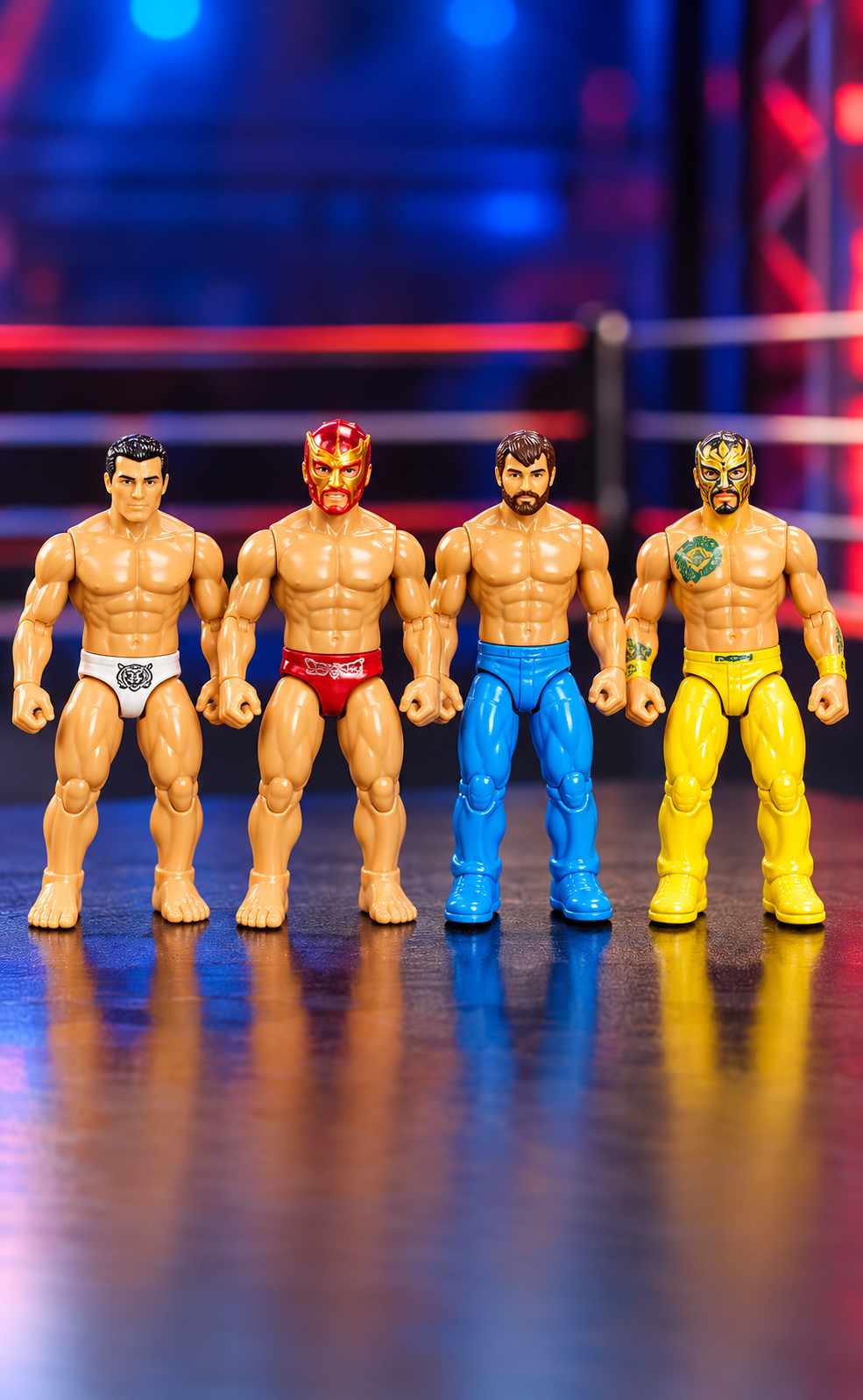 Wrestling Ring Play Set with 4 Action Figures & Accessories – Kids Wrestling Toy Set thumbnail 3