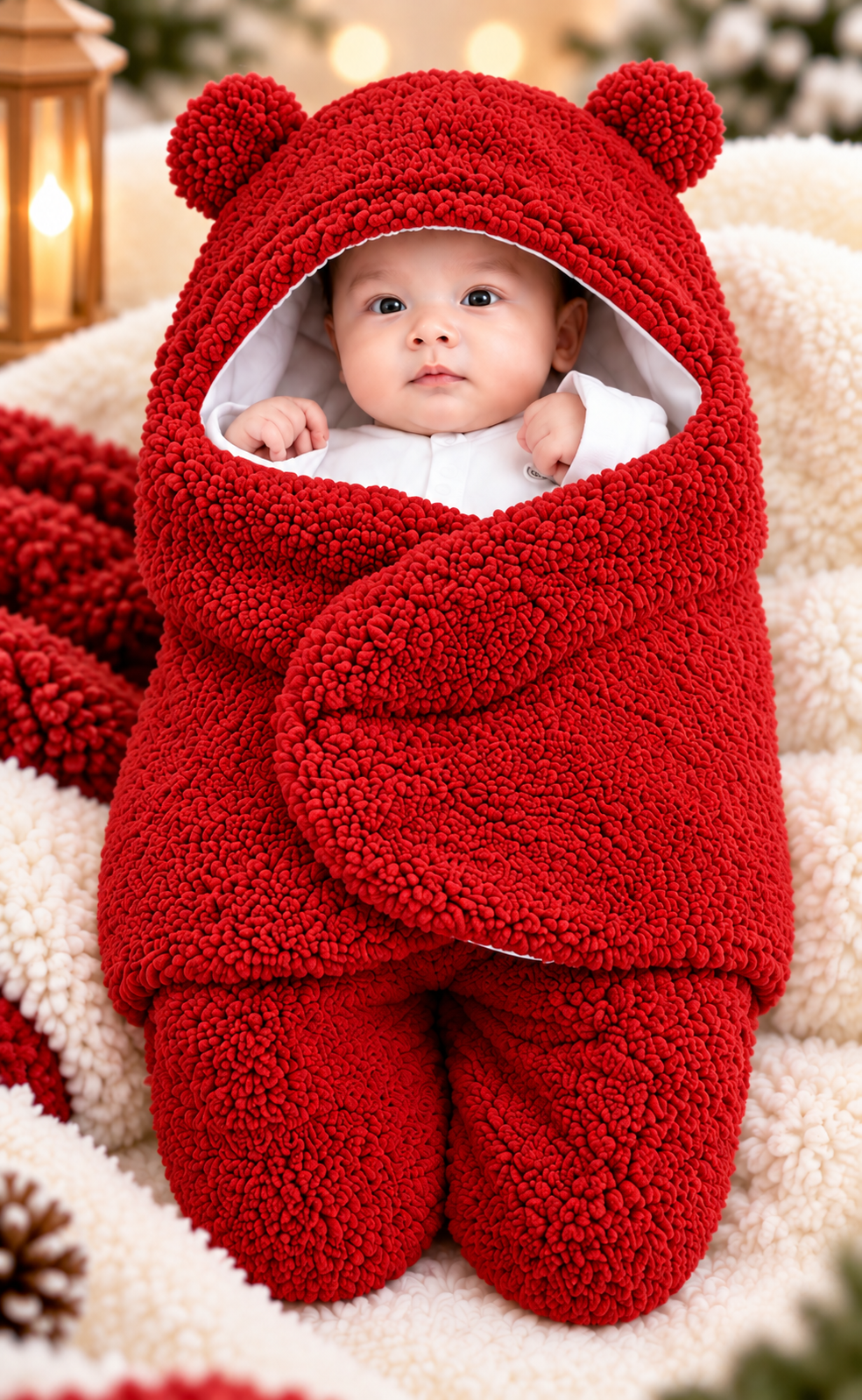 Premium Baby Hooded Winter Swaddle Blanket 2 pcs thumbnail 4