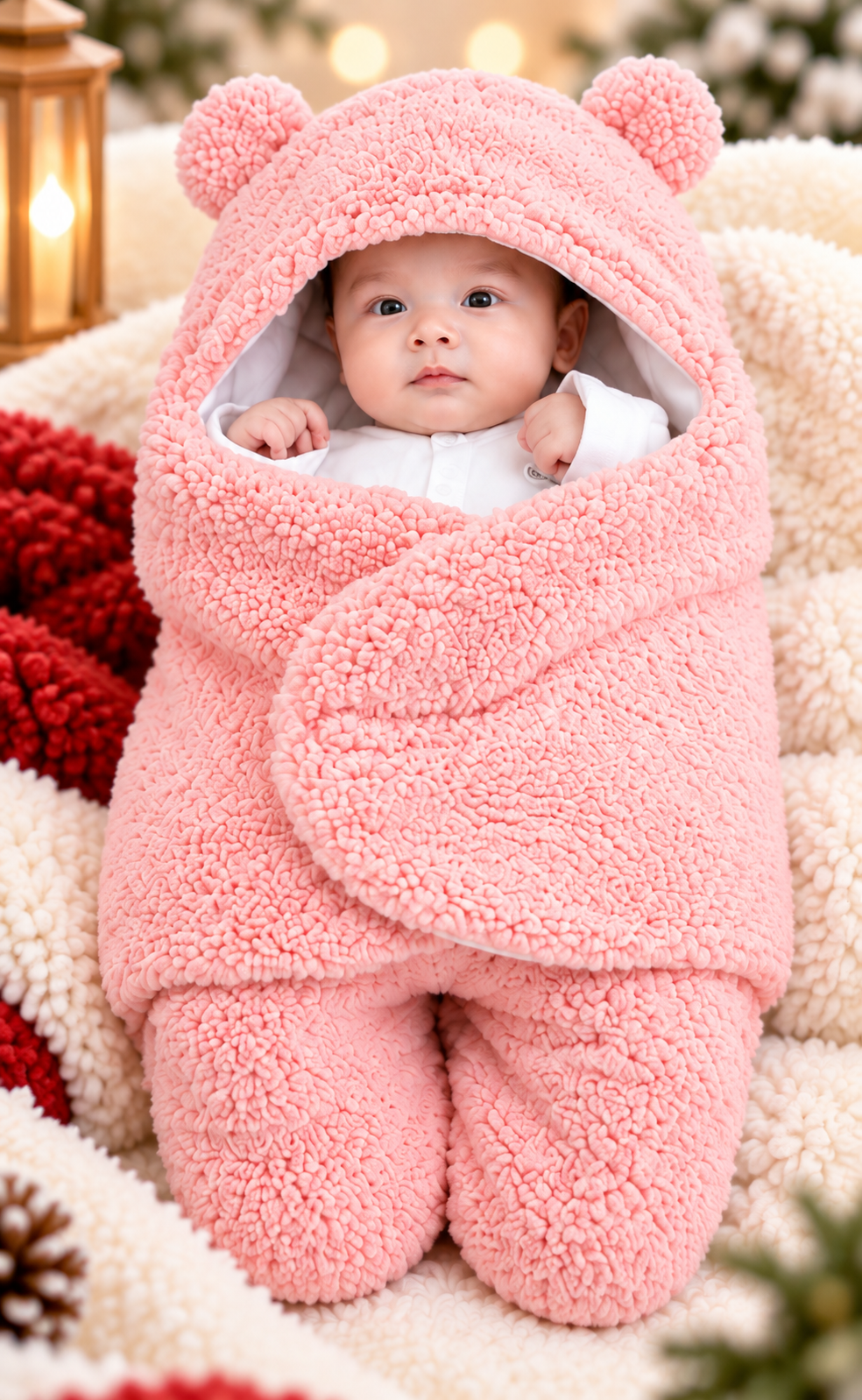 Premium Baby Hooded Winter Swaddle Blanket 2 pcs thumbnail 3