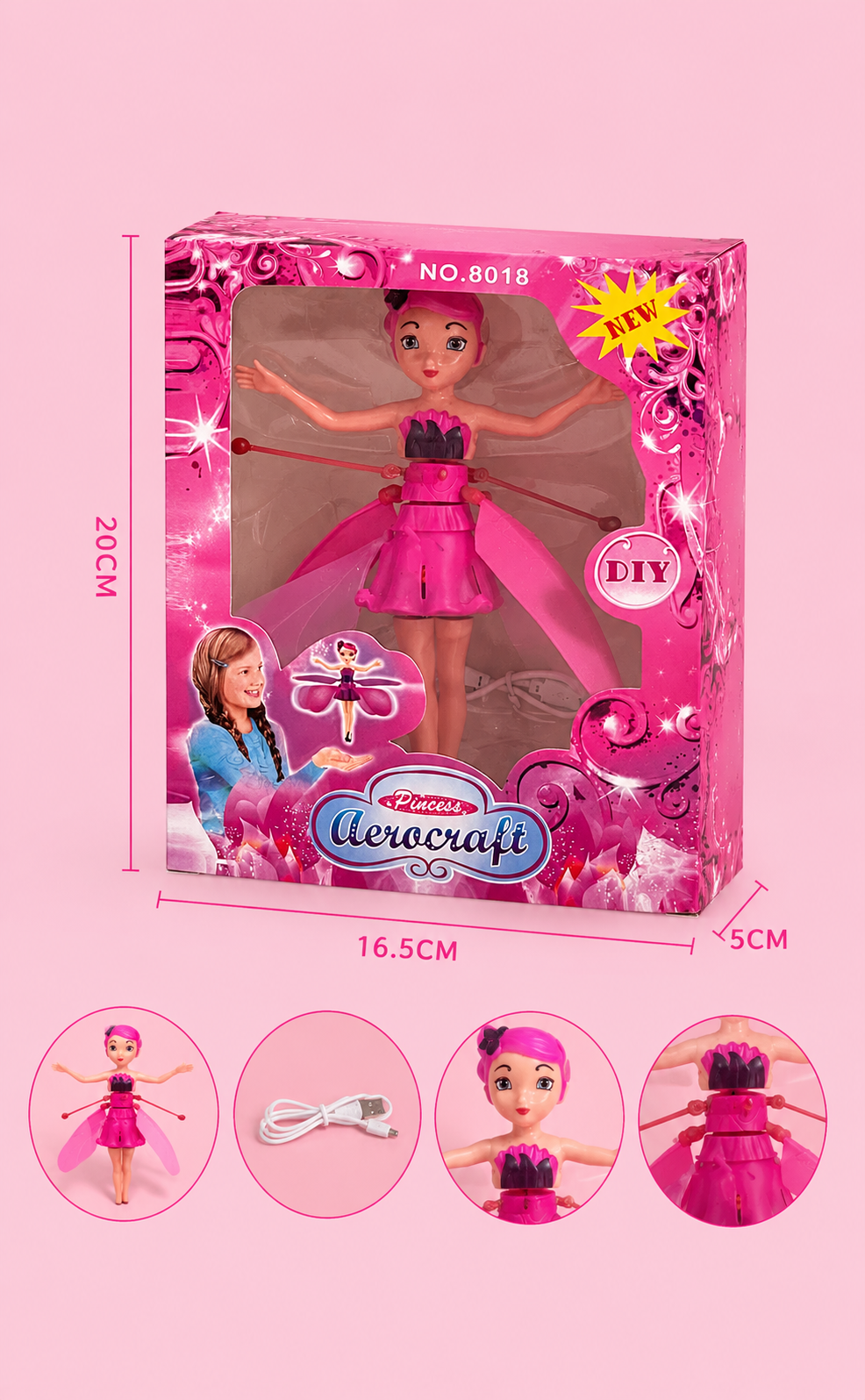 Princess Flying Doll with Motion Sensor & USB Cable thumbnail 5