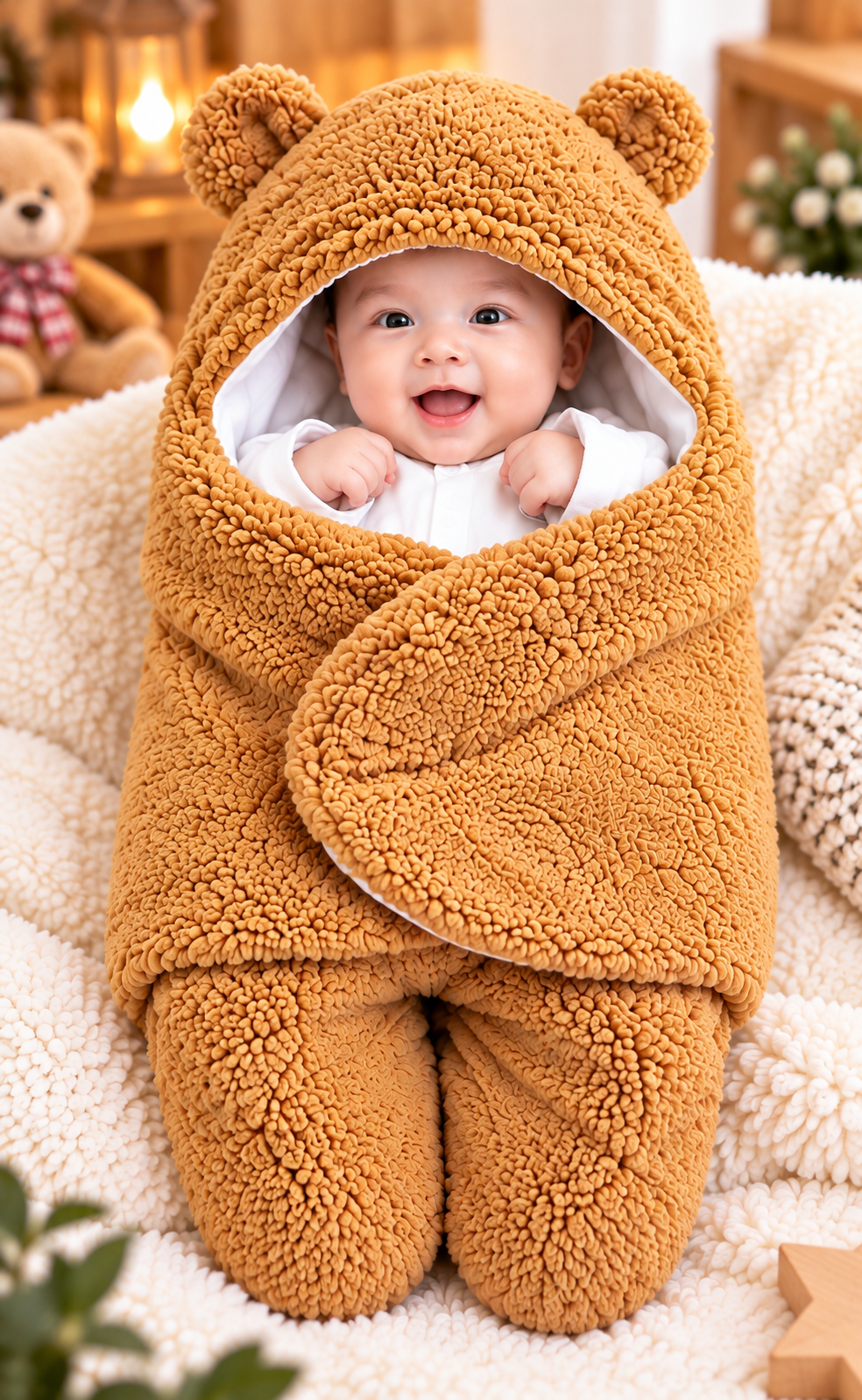 Premium Baby Hooded Winter Swaddle Blanket 2 pcs thumbnail 5